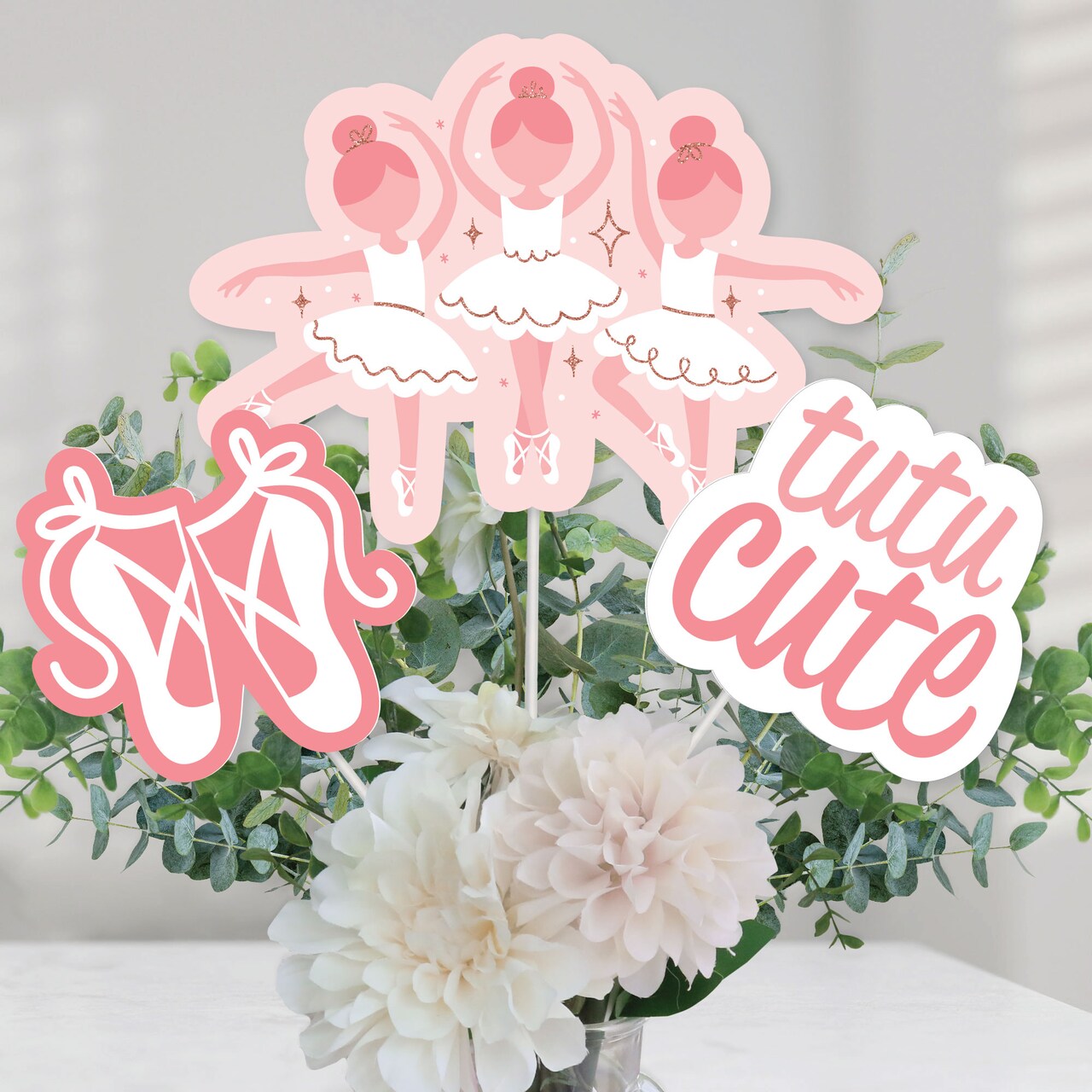 Big Dot of Happiness Tutu Cute Ballerina - Ballet Birthday Party or Baby Shower Centerpiece Sticks - Table Toppers - Set of 15